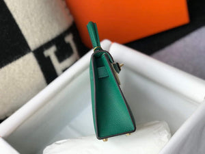 Hermes Kelly Bag Hermes 19CM Epsom Shoulder Mini Bag Green 20471 - Default Title - View 3
