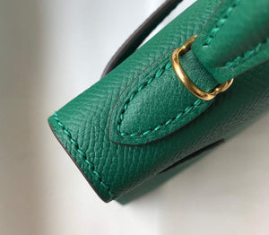 Hermes Kelly Bag Hermes 19CM Epsom Shoulder Mini Bag Green 20471 - Default Title - View 6