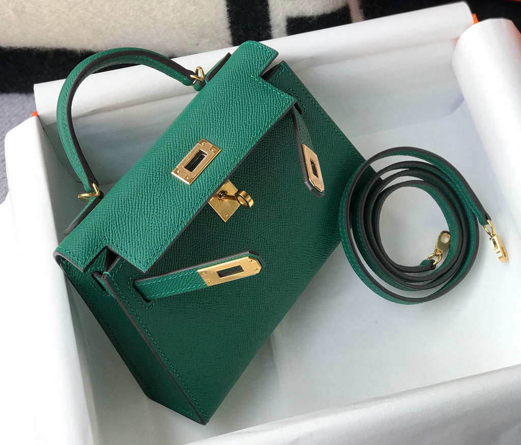 Hermes Kelly Bag Hermes 19CM Epsom Shoulder Mini Bag Green 20471