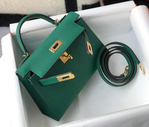 Hermes Kelly Bag Hermes 19CM Epsom Shoulder Mini Bag Green 20471 - Default Title - View 8