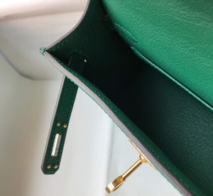 Hermes Kelly Bag Hermes 19CM Epsom Shoulder Mini Bag Green 20471 - Default Title - View 9
