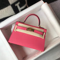 Hermes Kelly Bag Hermes 19CM Epsom Shoulder Mini Bag Dark pink 20472 - Default Title - View 1