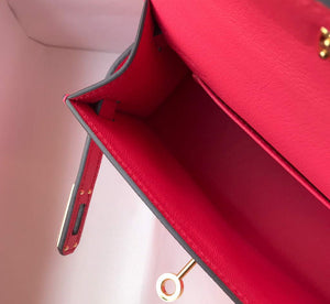 Hermes Kelly Bag Hermes 19CM Epsom Shoulder Mini Bag Dark pink 20472 - Default Title - View 9