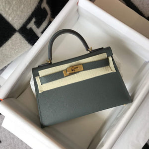 Hermes Kelly Bag Hermes 19CM Epsom Shoulder Mini Bag Dark gray 20474 - Default Title - View 1