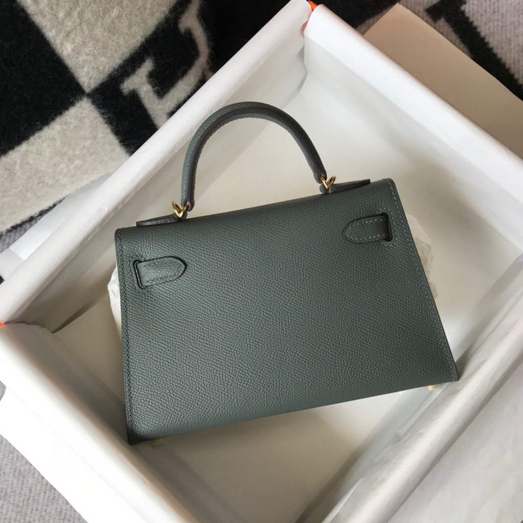 Hermes Kelly Bag Hermes 19CM Epsom Shoulder Mini Bag Dark gray 20474