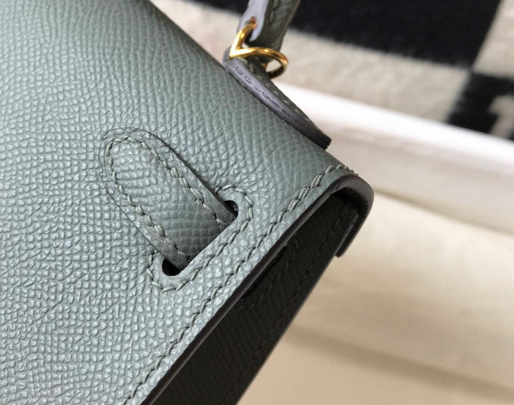 Hermes Kelly Bag Hermes 19CM Epsom Shoulder Mini Bag Dark gray 20474
