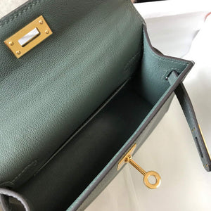 Hermes Kelly Bag Hermes 19CM Epsom Shoulder Mini Bag Dark gray 20474 - Default Title - View 9