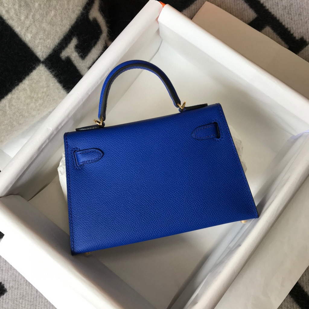 Hermes Kelly Bag Hermes 19CM Epsom Shoulder Mini Bag Dark Blue 20475