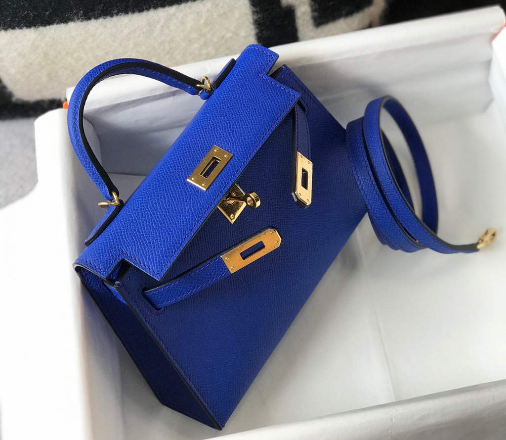 Hermes Kelly Bag Hermes 19CM Epsom Shoulder Mini Bag Dark Blue 20475