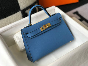 Hermes Kelly Bag Hermes 19CM Epsom Shoulder Mini Bag Blue 20476 - Default Title - View 3