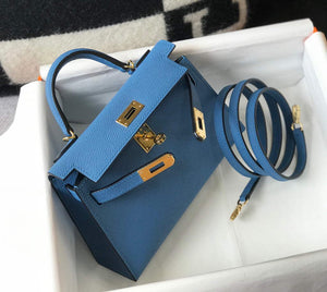 Hermes Kelly Bag Hermes 19CM Epsom Shoulder Mini Bag Blue 20476 - Default Title - View 4