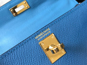 Hermes Kelly Bag Hermes 19CM Epsom Shoulder Mini Bag Blue 20476 - Default Title - View 6