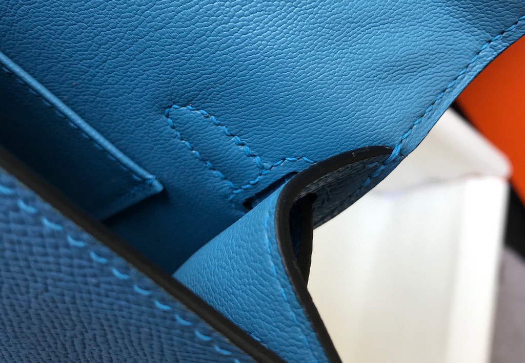 Hermes Kelly Bag Hermes 19CM Epsom Shoulder Mini Bag Blue 20476