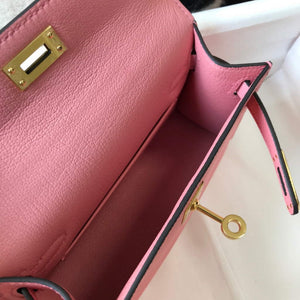 Hermes Kelly Bag Hermes 19CM Epsom Shoulder Mini Bag Pink 20477 - Default Title - View 10
