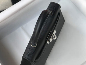 Hermes Kelly Bag Hermes 19CM Epsom Shoulder Mini Bag Black Silver buckle 20456 - Default Title - View 7