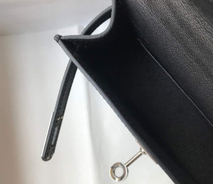 Hermes Kelly Bag Hermes 19CM Epsom Shoulder Mini Bag Black Silver buckle 20456 - Default Title - View 9