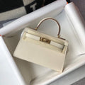 Hermes Kelly Bag Hermes 19CM Epsom Shoulder Mini Bag Beige Gold buckle 20458 - Default Title - View 1