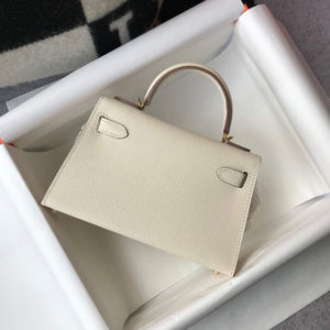 Hermes Kelly Bag Hermes 19CM Epsom Shoulder Mini Bag Beige Gold buckle 20458 - Default Title - View 2