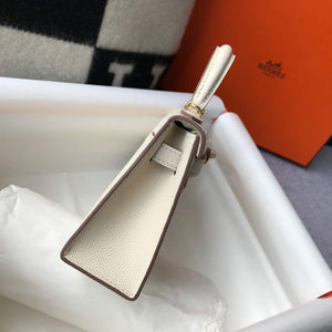 Hermes Kelly Bag Hermes 19CM Epsom Shoulder Mini Bag Beige Gold buckle 20458 - Default Title - View 3