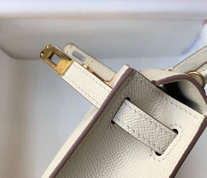 Hermes Kelly Bag Hermes 19CM Epsom Shoulder Mini Bag Beige Gold buckle 20458 - Default Title - View 7