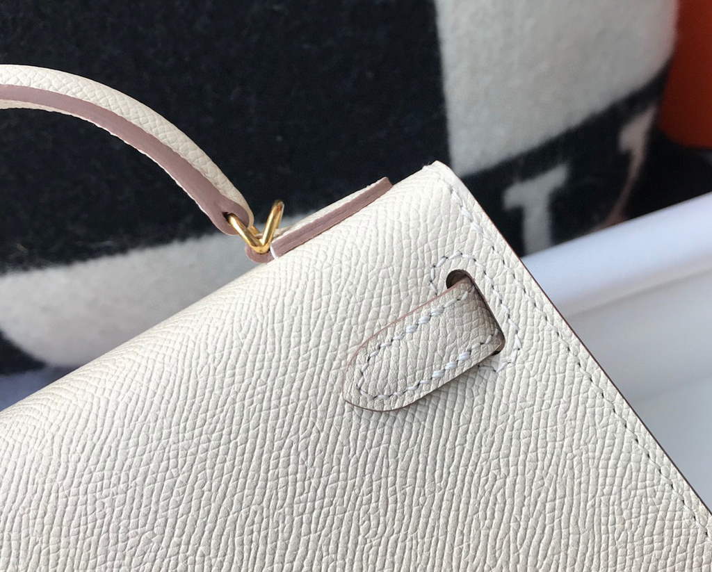 Hermes Kelly Bag Hermes 19CM Epsom Shoulder Mini Bag Beige Gold buckle 20458