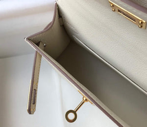 Hermes Kelly Bag Hermes 19CM Epsom Shoulder Mini Bag Beige Gold buckle 20458 - Default Title - View 9