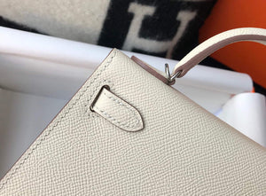 Hermes Kelly Bag Hermes 19CM Epsom Shoulder Mini Bag Beige Silver buckle 20457 - Default Title - View 7