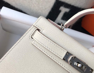 Hermes Kelly Bag Hermes 19CM Epsom Shoulder Mini Bag Beige Silver buckle 20457 - Default Title - View 8
