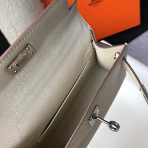Hermes Kelly Bag Hermes 19CM Epsom Shoulder Mini Bag Beige Silver buckle 20457 - Default Title - View 9