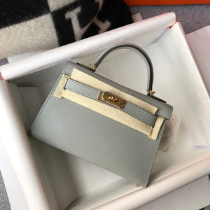 Hermes Kelly Bag Hermes 19CM Epsom Shoulder Mini Bag Light gray 20460 - Default Title - View 1