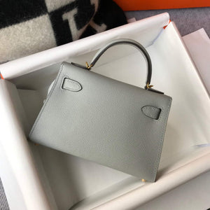 Hermes Kelly Bag Hermes 19CM Epsom Shoulder Mini Bag Light gray 20460 - Default Title - View 2