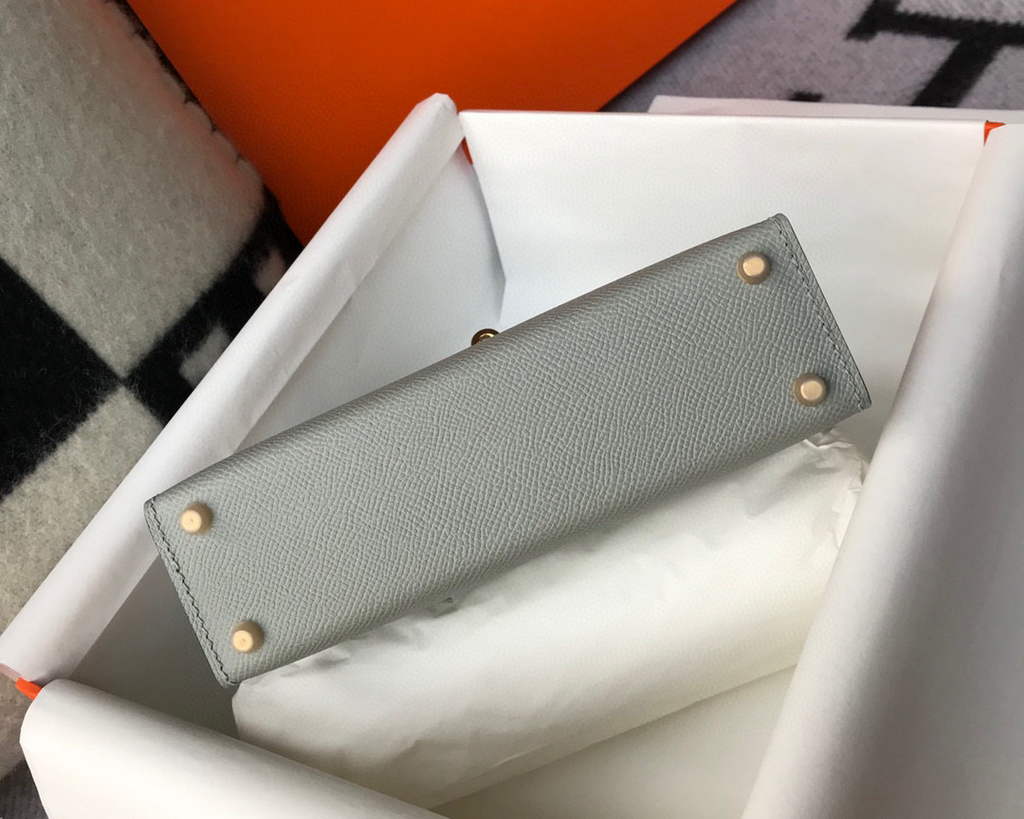Hermes Kelly Bag Hermes 19CM Epsom Shoulder Mini Bag Light gray 20460