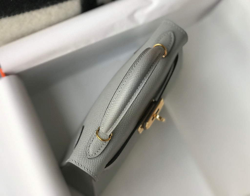 Hermes Kelly Bag Hermes 19CM Epsom Shoulder Mini Bag Light gray 20460