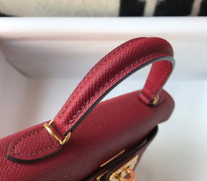Hermes Kelly Bag Hermes 19CM Epsom Shoulder Mini Bag Wine red 20462 - Default Title - View 6