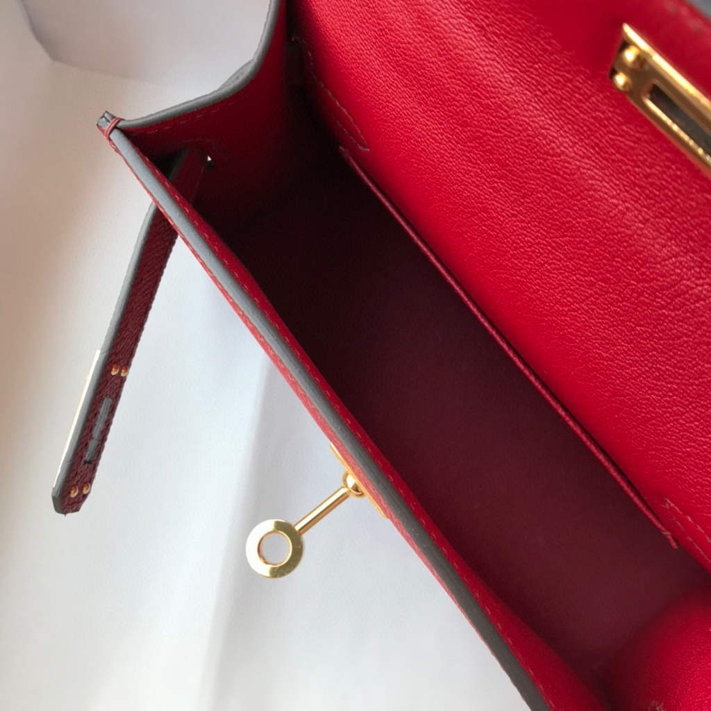 Hermes Kelly Bag Hermes 19CM Epsom Shoulder Mini Bag Wine red 20462