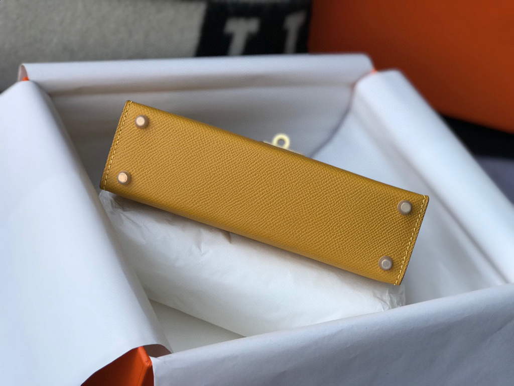 Hermes Kelly Bag Hermes 19CM Epsom Shoulder Mini Bag Yellow 20463