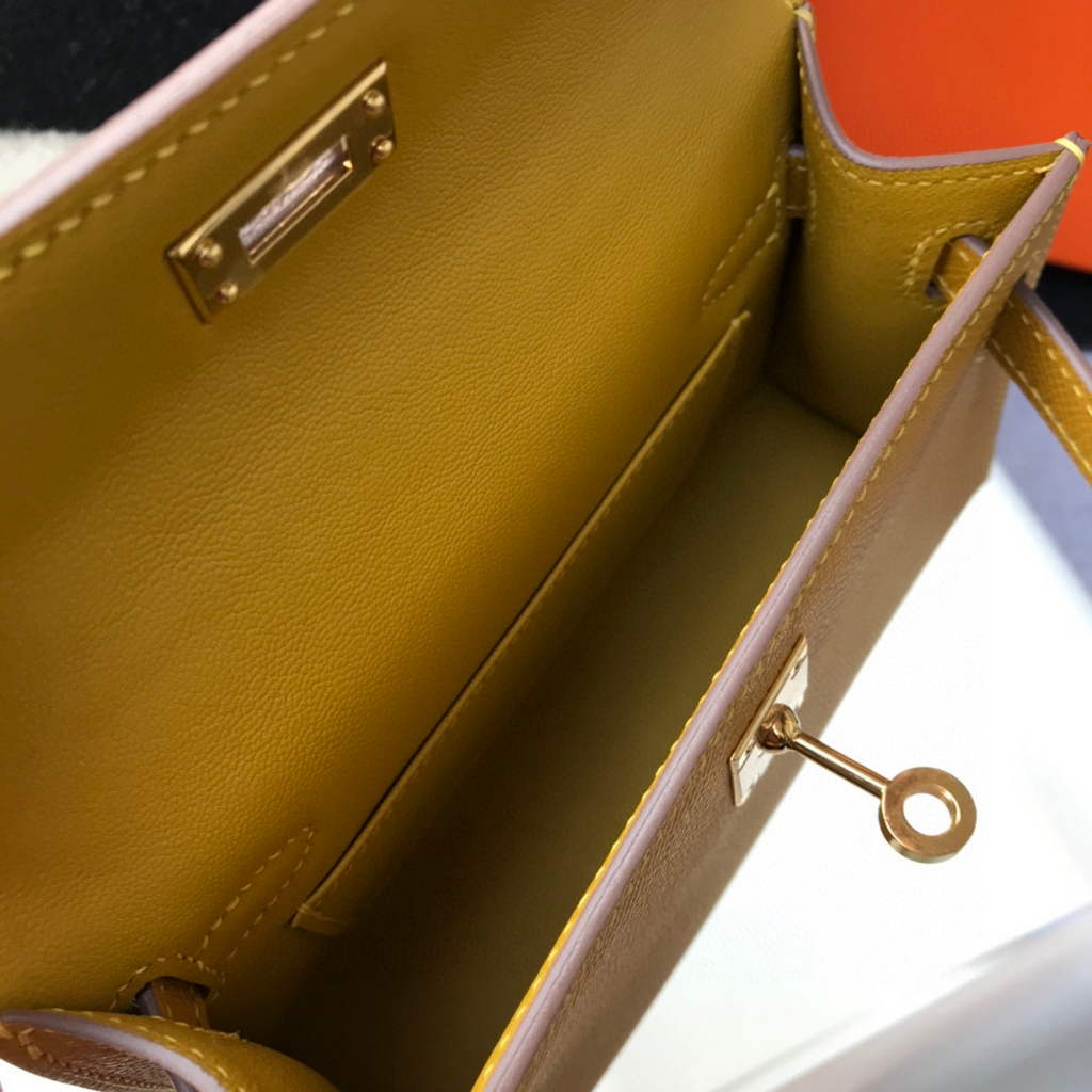 Hermes Kelly Bag Hermes 19CM Epsom Shoulder Mini Bag Yellow 20463