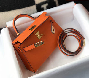 Hermes Kelly Bag Hermes 19CM Epsom Shoulder Mini Bag Orange 20464 - Default Title - View 5