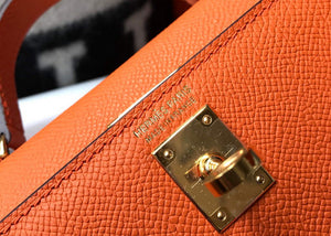 Hermes Kelly Bag Hermes 19CM Epsom Shoulder Mini Bag Orange 20464 - Default Title - View 6
