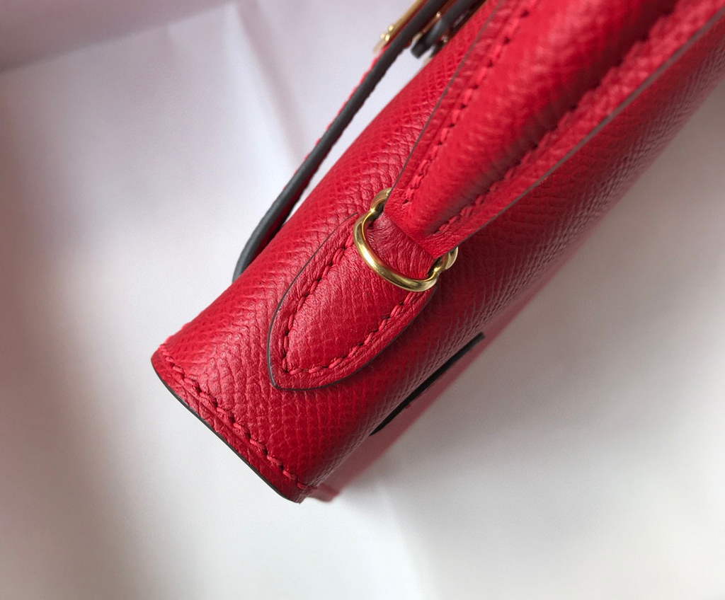 Hermes Kelly Bag Hermes 19CM Epsom Shoulder Mini Bag Red 20465