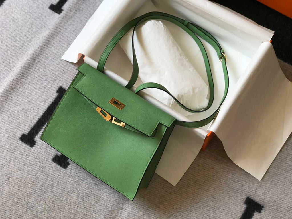 Hermes Kelly Danse 22cm Leather Bag 20362 Avocado Green