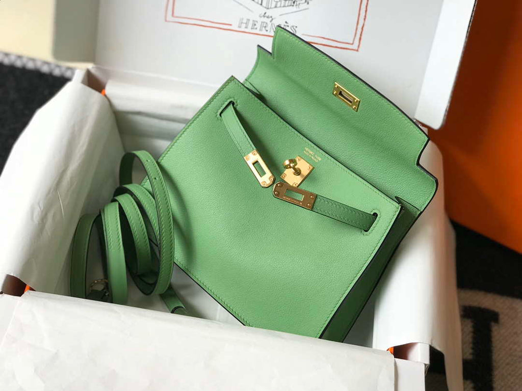 Hermes Kelly Danse 22cm Leather Bag 20362 Avocado Green