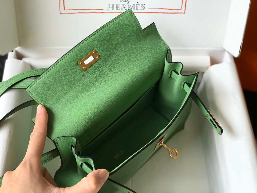 Hermes Kelly Danse 22cm Leather Bag 20362 Avocado Green