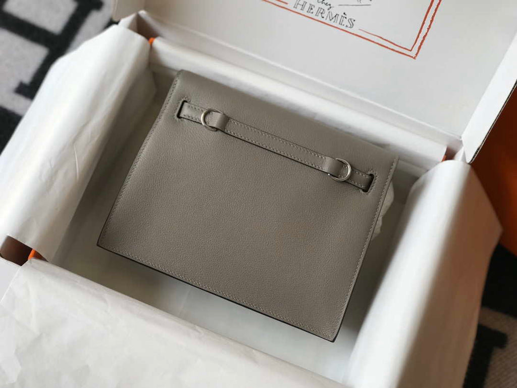Hermes Kelly Danse 22cm Leather Bag 20363 Gray Sliver
