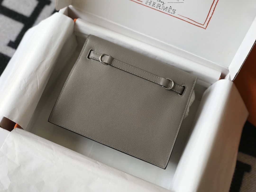 Hermes Kelly Danse 22cm Leather Bag 20363 Gray Sliver