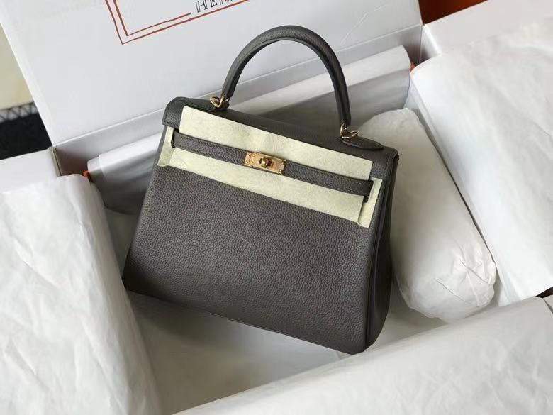 Hermes Kelly Danse 28cm of Togo Leather Bag 20339 Pewter Grey - luxibagsmall