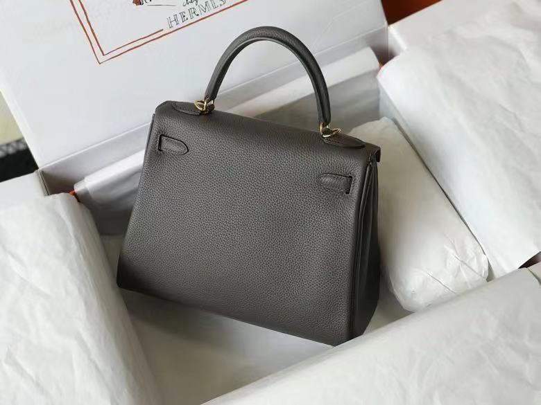 Hermes Kelly Danse 28cm of Togo Leather Bag 20339 Pewter Grey - luxibagsmall