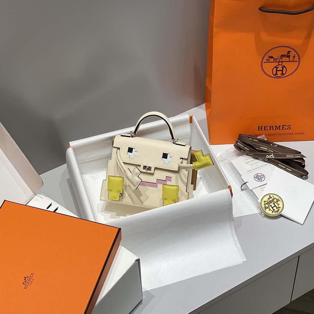 Hermes Kelly Doll Quelle Idole Picto Mauve Sylvestre Epsom with Palladium Hardware H230303