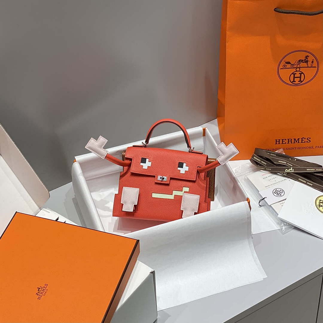 Hermes Kelly Doll Quelle Idole Picto Mauve Sylvestre Epsom with Palladium Hardware H230304