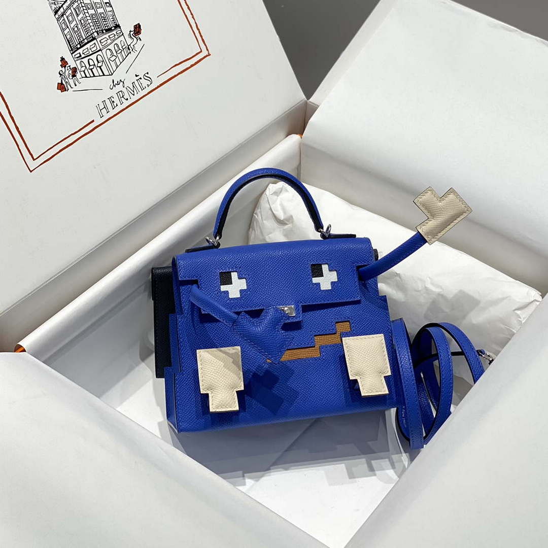 Hermes Kelly Doll Quelle Idole Picto Mauve Sylvestre Epsom with Palladium Hardware H230305